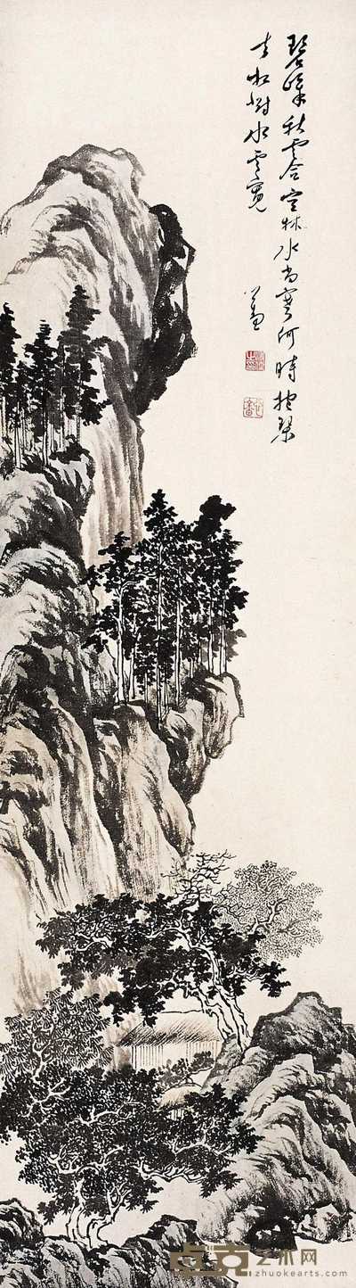 溥儒 山水 立轴 117×33cm